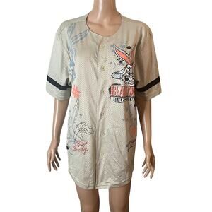 VTG Looney Tunes x Southpole Bugs Bunny Jersey Shirt L Beige Mesh Graphic